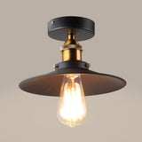 Sleek Black Single Dining Room Ceiling Light - Umbrella Semi Flush Mount