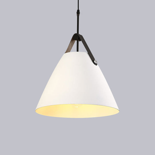 Industrial Cone Shade Ceiling Light - Metal Hanging Pendant For Restaurant White / E