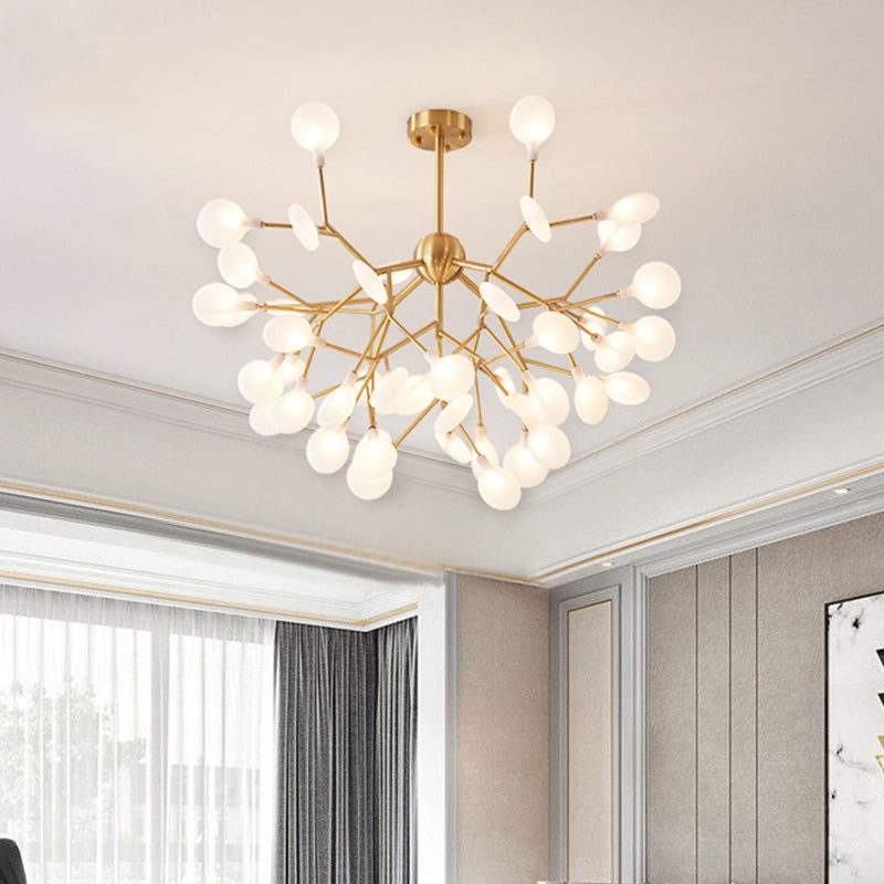 Gold Nordic Led Chandelier Pendant Light For Bedroom - Branched Firefly Design