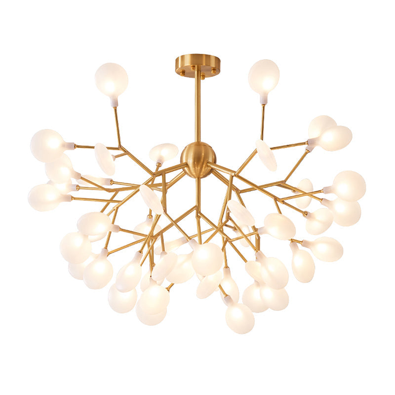 Gold Nordic Led Chandelier Pendant Light For Bedroom - Branched Firefly Design