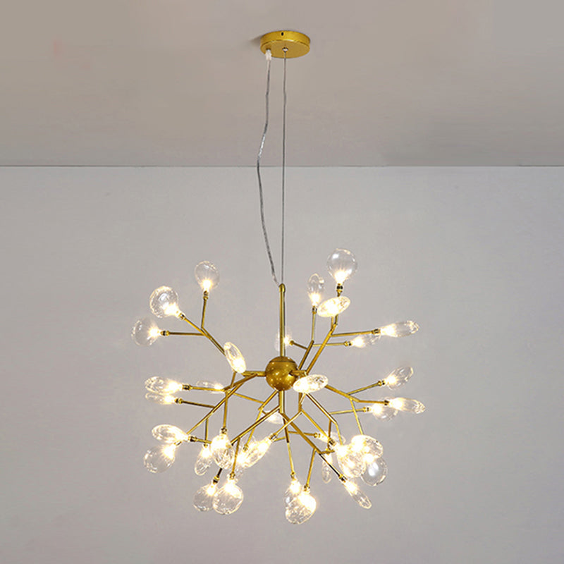 Sleek Gold Led Pendant Light: Metallic Branch Chandelier For Living Room 36 /