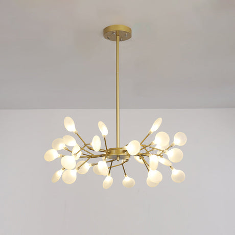 Modern Metallic Led Pendant Light: Branch Shaped Minimalist Chandelier For Living Room 30 / Gold