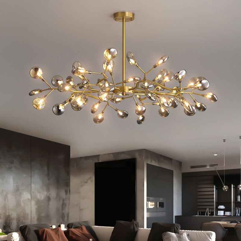 Led Tree Branch Ceiling Light: Postmodern Metallic Chandelier For Living Room