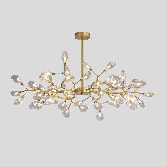 Led Tree Branch Ceiling Light: Postmodern Metallic Chandelier For Living Room 54 / Brass D