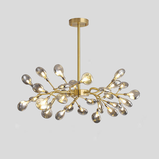 Led Tree Branch Ceiling Light: Postmodern Metallic Chandelier For Living Room 30 / Brass C