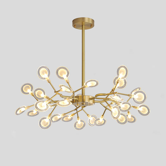Led Tree Branch Ceiling Light: Postmodern Metallic Chandelier For Living Room 30 / Brass A
