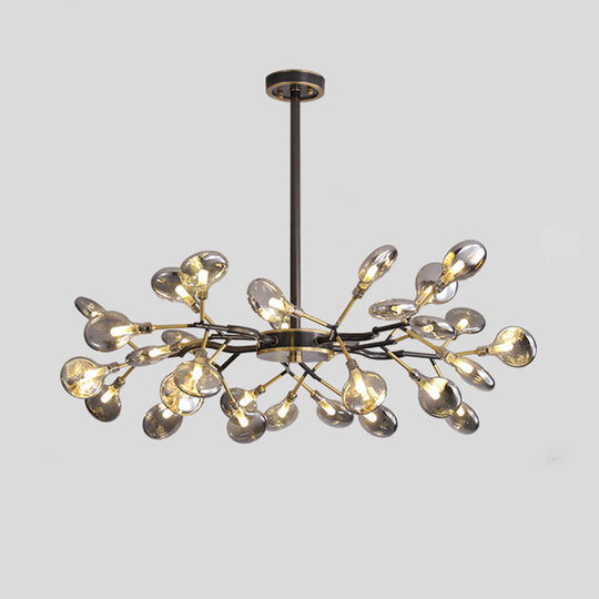 Led Tree Branch Ceiling Light: Postmodern Metallic Chandelier For Living Room 30 / Black C