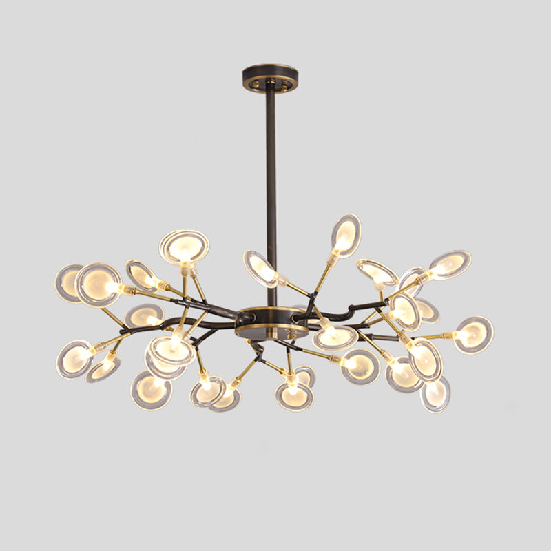 Led Tree Branch Ceiling Light: Postmodern Metallic Chandelier For Living Room 30 / Black A