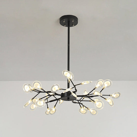 Modern Firefly Chandelier Pendant Light - Acrylic Led Lighting For Living Room 30 / Black