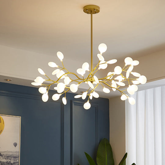 Metallic Branch Chandelier Light Simplicity Led Pendant Fixture For Living Room