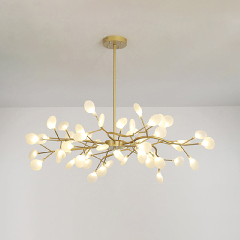Metallic Branch Chandelier Light Simplicity Led Pendant Fixture For Living Room 54 / Gold A