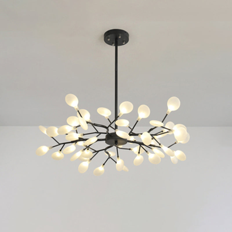 Metallic Branch Chandelier Light Simplicity Led Pendant Fixture For Living Room 45 / Black A