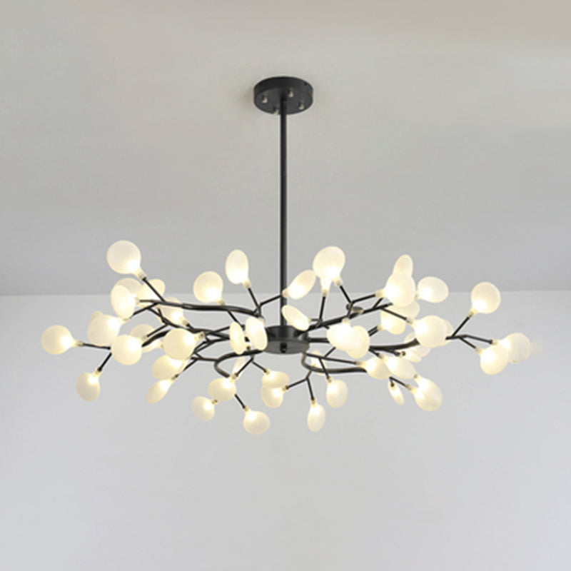 Metallic Branch Chandelier Light Simplicity Led Pendant Fixture For Living Room 54 / Black A
