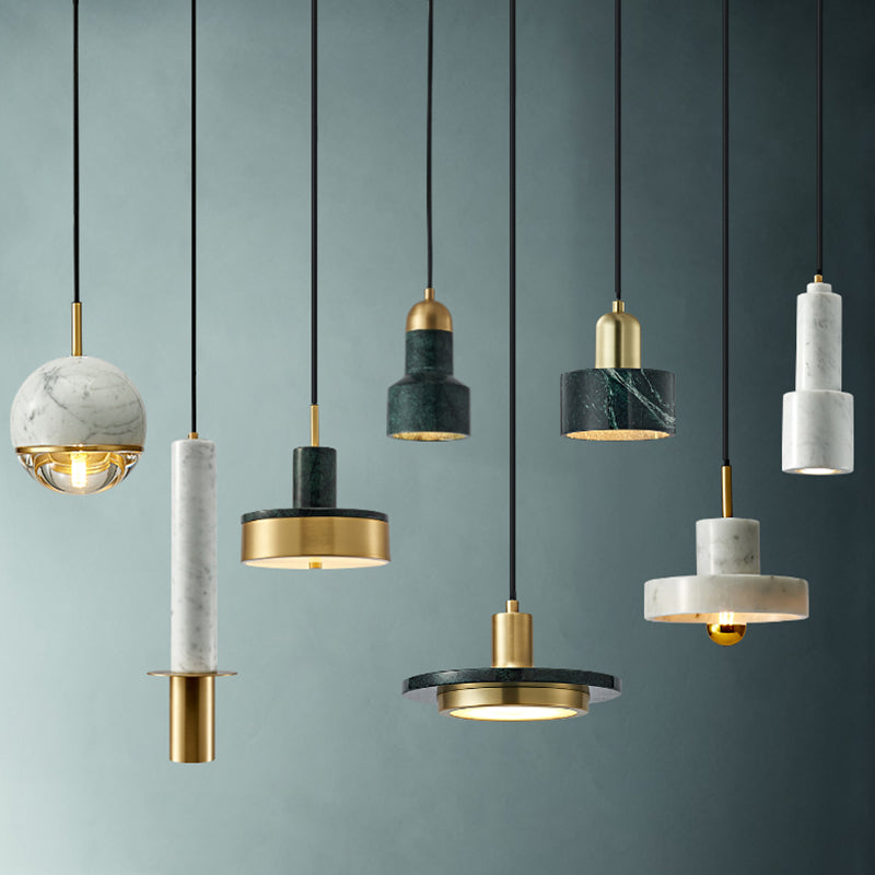 Minimalistic Marble Pendant Ceiling Light For Shaded Dining Room With 1 Head