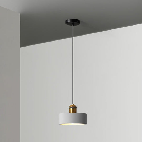 Modern Geometric Pendant Light - Stylish Resin-Cement Suspension Fixture For Dining Room Grey / Drum