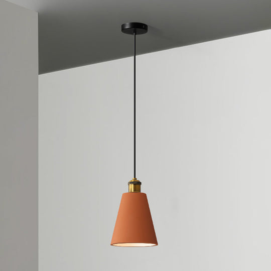 Minimalist Geometric Pendant Light - Single Resin-Cement Dining Room Suspension Fixture Orange /