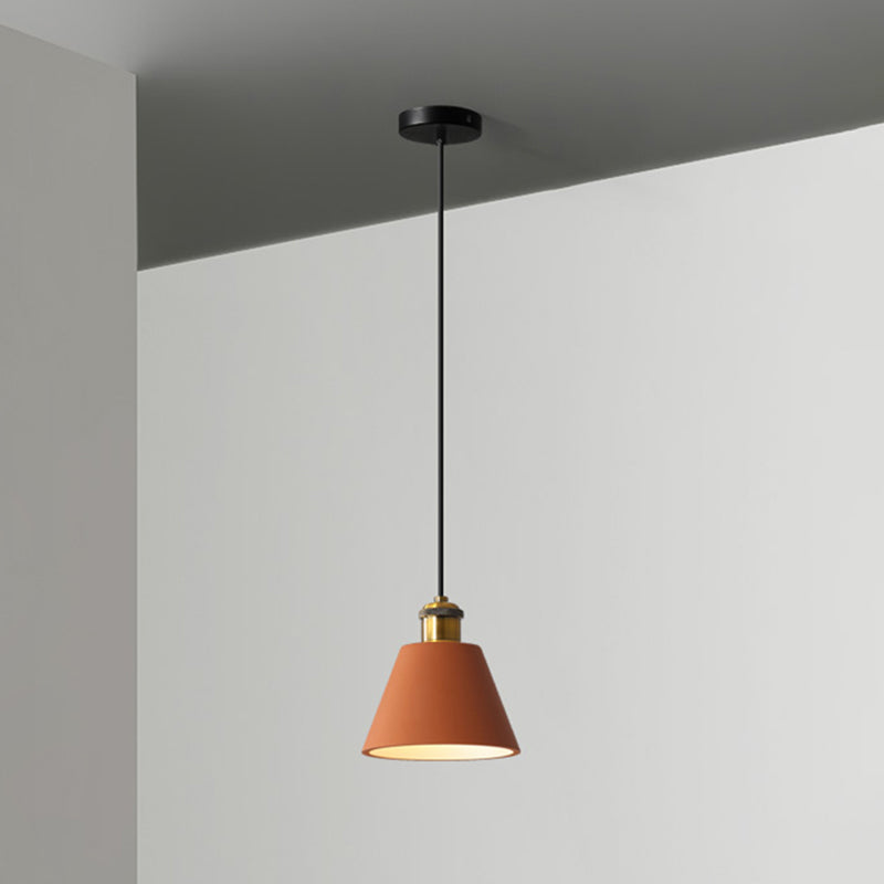 Modern Geometric Pendant Light - Stylish Resin-Cement Suspension Fixture For Dining Room Orange /