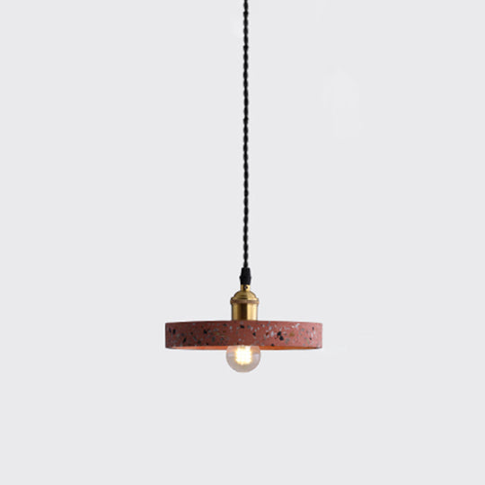 Minimalistic Geometric Terrazzo Pendant Light - Dining Room Ceiling Suspension Lighting Red / Round