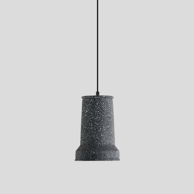 Sleek Single Pendant Light With Geometric Design Cement Finish For Modern Restaurant Ceilings Black