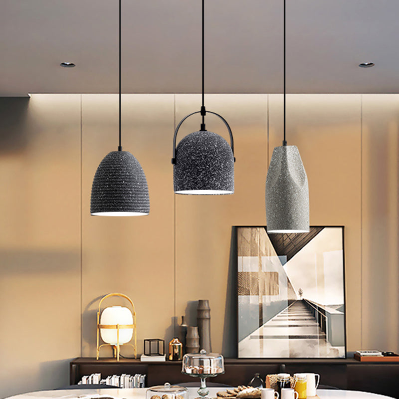 Sleek Single Pendant Light With Geometric Design Cement Finish For Modern Restaurant Ceilings