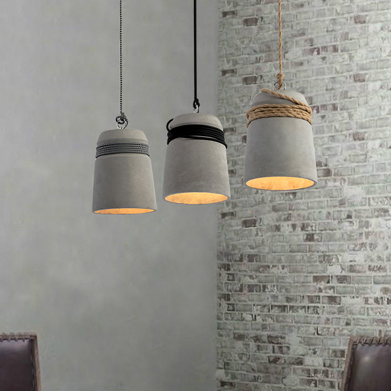 Simplicity Cement Pendant Light For Dining Room Ceiling With Bell Suspension