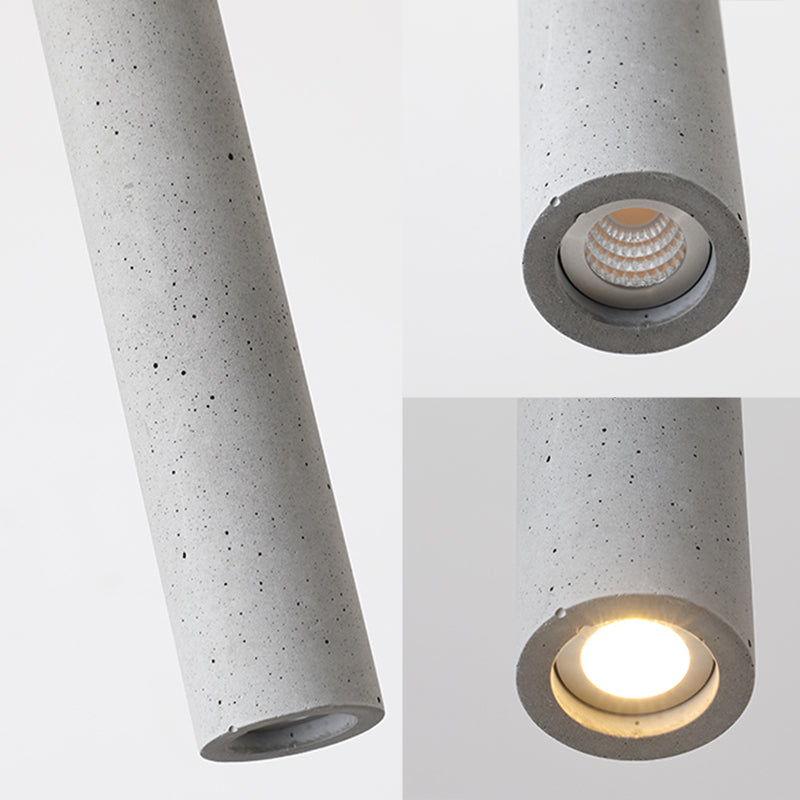 Sleek 1-Light Cement Tube Pendant Ceiling Light For Dining Room