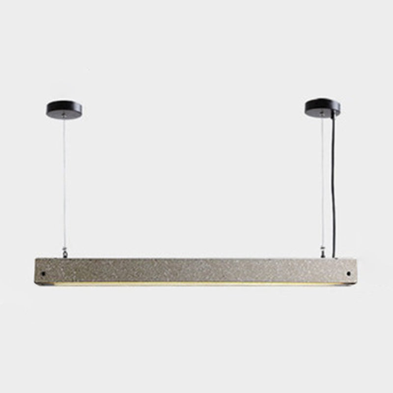 Modern Grey Cement Rectangular Linear Pendant Light With Led Suspension - Perfect For Dining Room