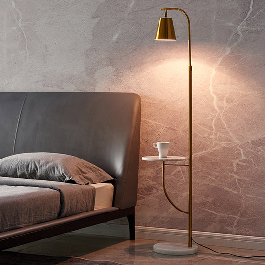 Nordic-Style Metal Bell Floor Lamp With Marble Base - Ideal For Living Room Lighting Gold / B