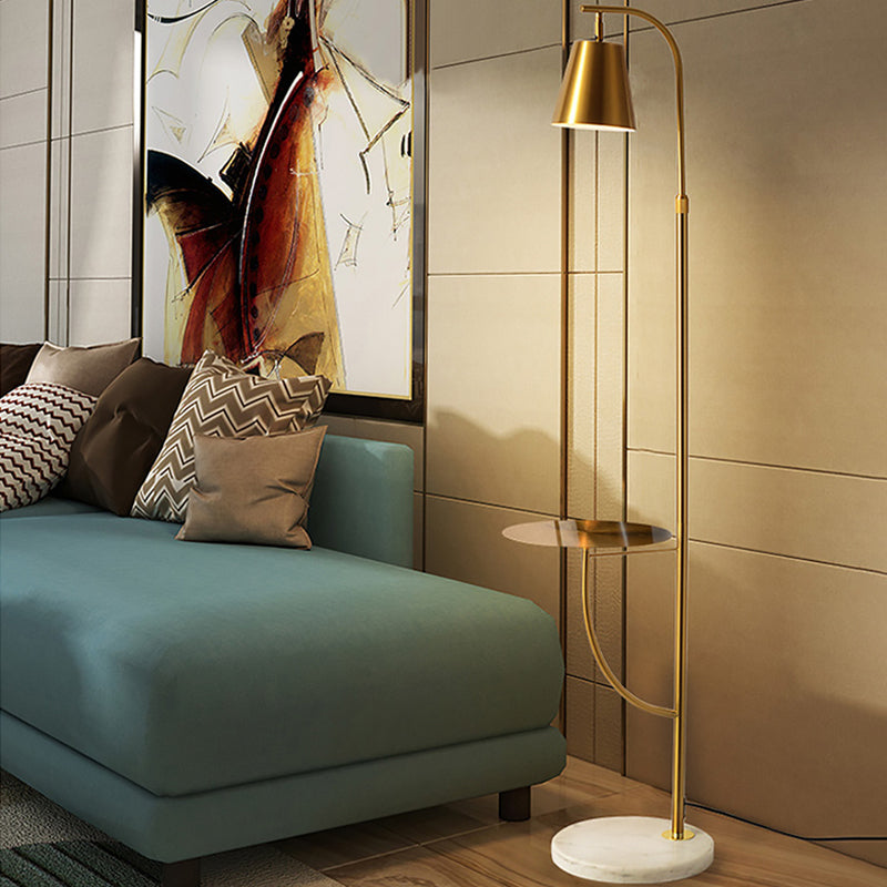 Nordic-Style Metal Bell Floor Lamp With Marble Base - Ideal For Living Room Lighting Gold / A