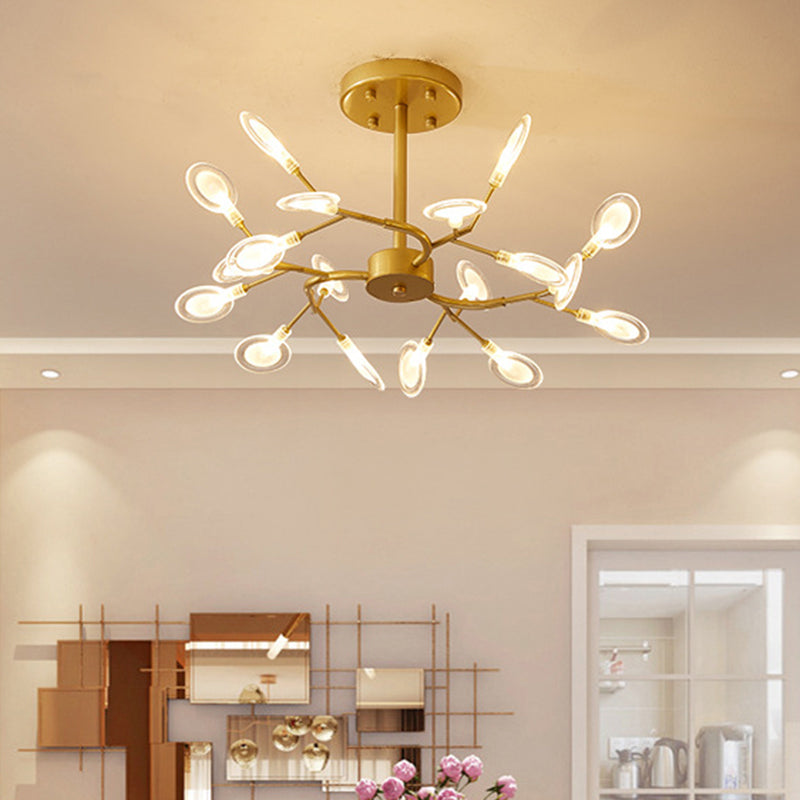 Simplistic Led Swirling Branch Chandelier Pendant Light For Dining Room