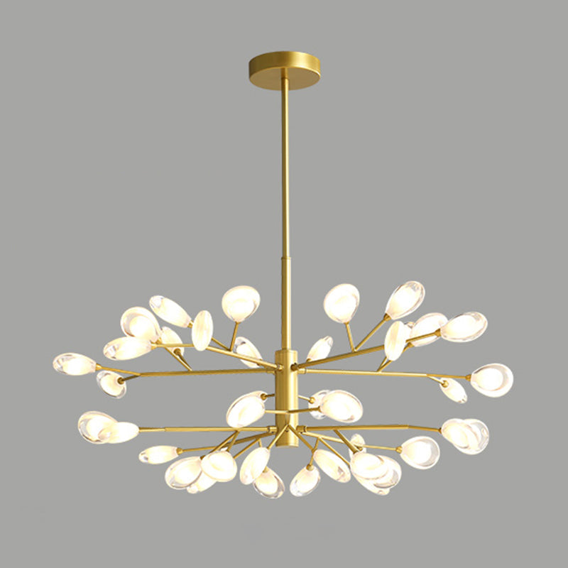 Sputnik Firefly Modern Led Ceiling Light - Acrylic Chandelier Fixture For Living Room 40 / Gold
