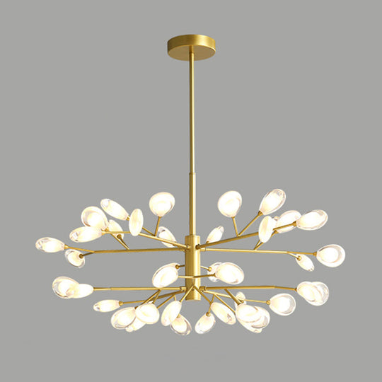 Sputnik Firefly Modern Led Ceiling Light - Acrylic Chandelier Fixture For Living Room 40 / Gold