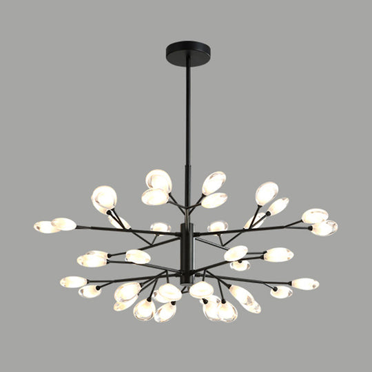 Sputnik Firefly Modern Led Ceiling Light - Acrylic Chandelier Fixture For Living Room 40 / Black