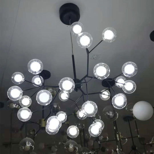 Minimalist Round Black Glass Chandelier Led Pendant Light For Dining Room