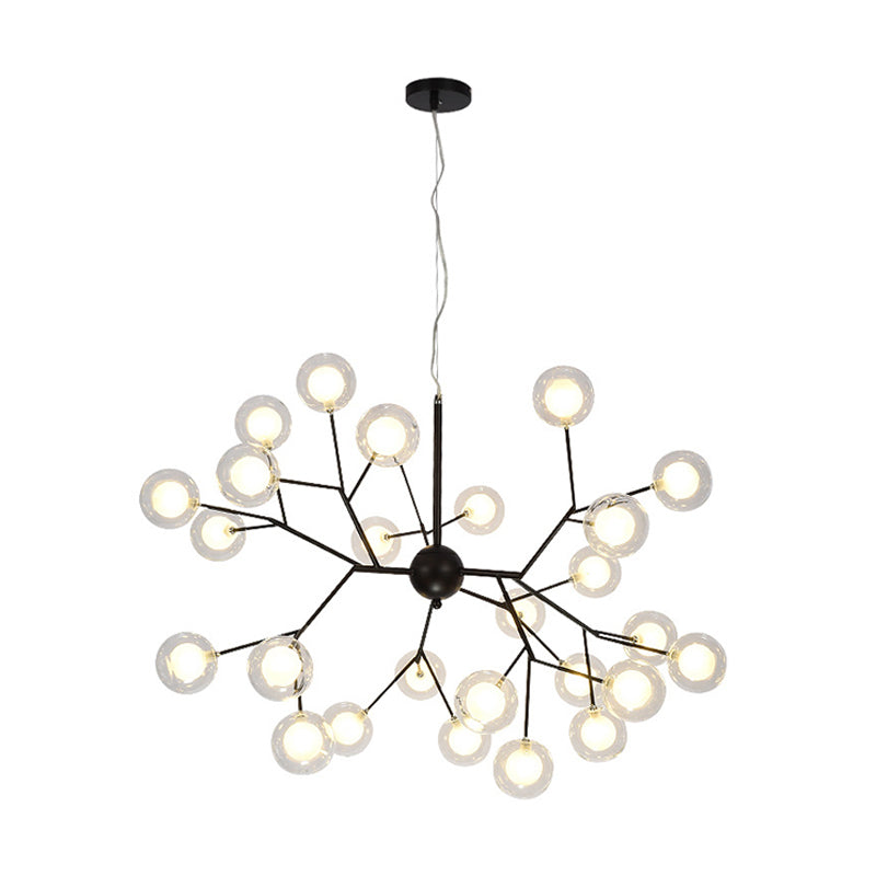 Minimalist Round Black Glass Chandelier Led Pendant Light For Dining Room