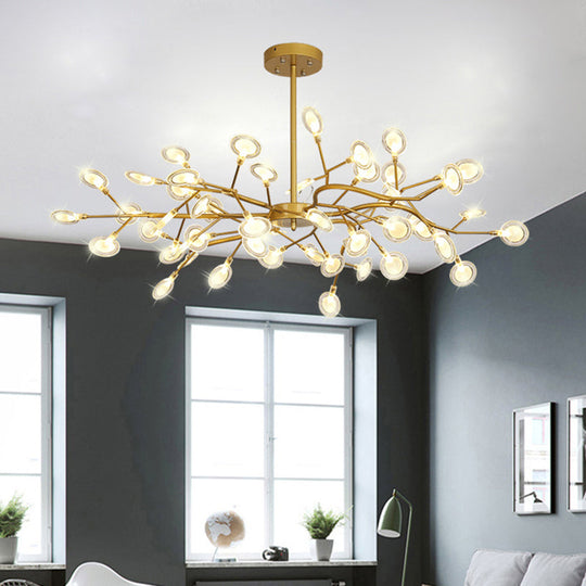 Metallic Postmodern Led Ceiling Chandelier With Branch-Inspired Design For Living Room Lighting 54