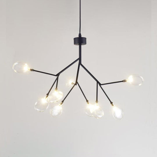 Firefly Chandelier Pendant Light - Clear Glass Dining Room Led Fixture In Black 9 /