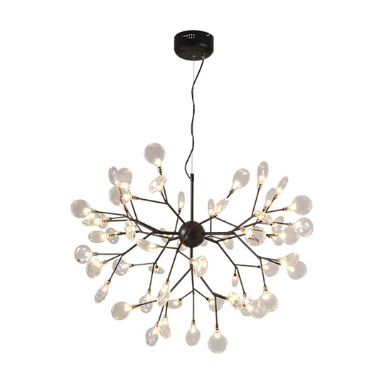 Nordic Style Firefly Led Glass Suspension Chandelier Light For Living Room 54 / Black