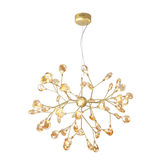 Nordic Style Firefly Led Glass Suspension Chandelier Light For Living Room 54 / Gold