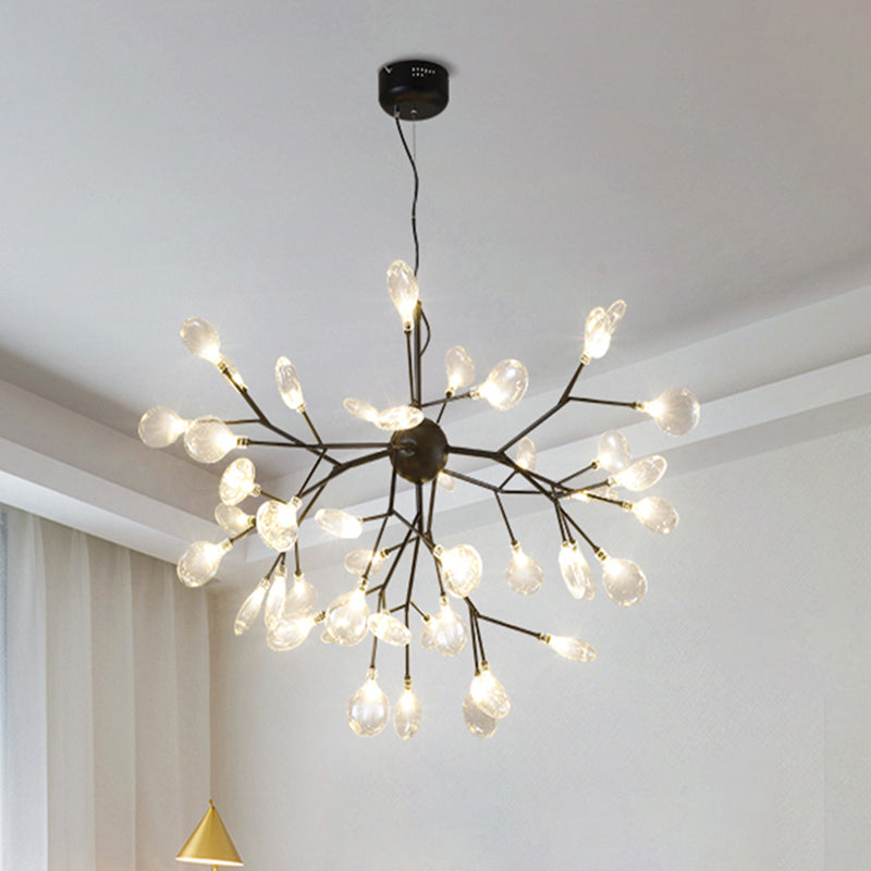 Nordic Style Firefly Led Glass Suspension Chandelier Light For Living Room