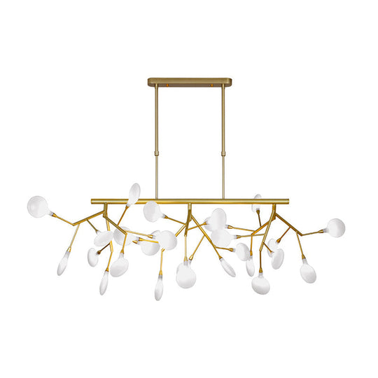 Sleek Firefly Led Dining Room Pendant Light With Opal Glass - Minimalist Island Chandelier