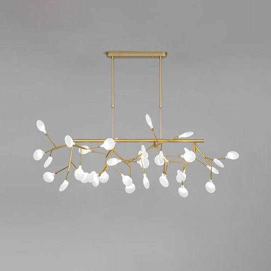 Sleek Firefly Led Dining Room Pendant Light With Opal Glass - Minimalist Island Chandelier 36 / Gold