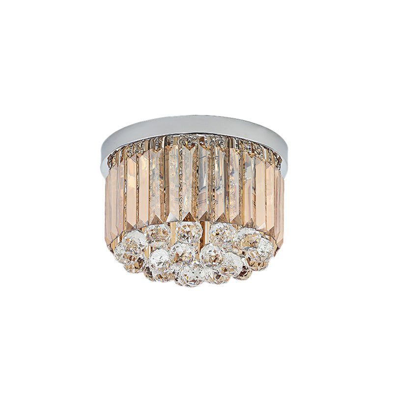 Contemporary Chrome Flush Mount Ceiling Light With Rectangular-Cut Design Available In 2/4/6 Lights