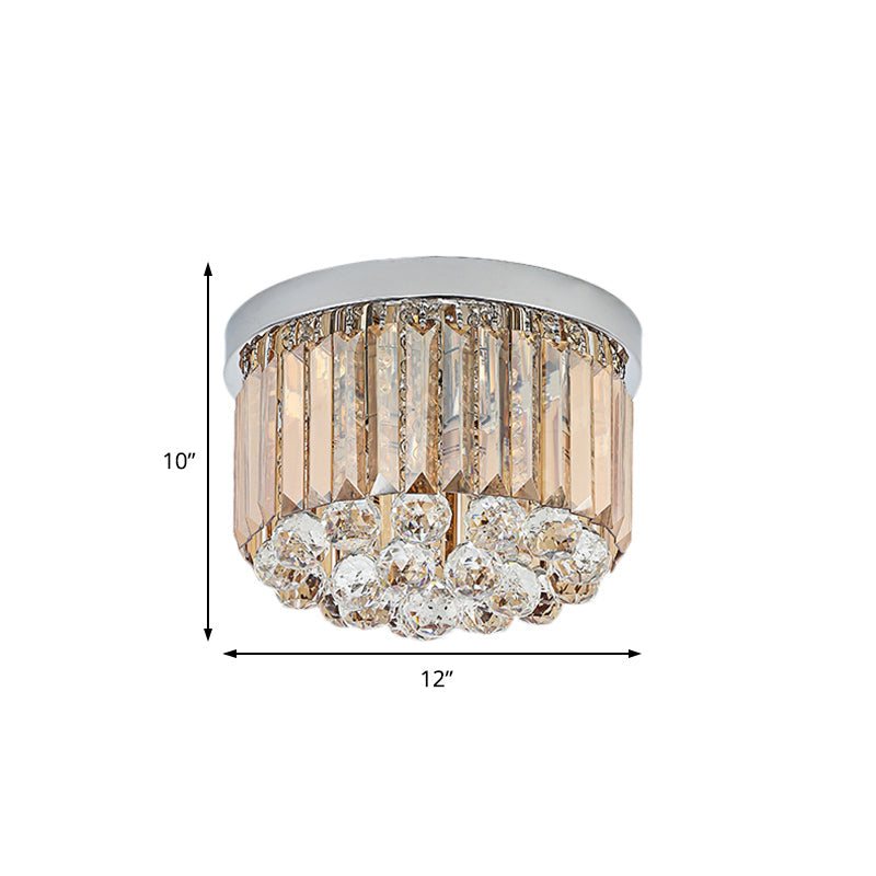 Contemporary Chrome Flush Mount Ceiling Light With Rectangular-Cut Design Available In 2/4/6 Lights