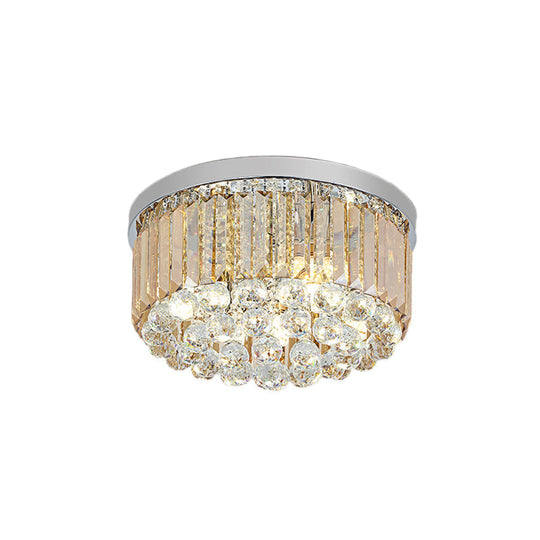 Contemporary Chrome Flush Mount Ceiling Light With Rectangular-Cut Design Available In 2/4/6 Lights