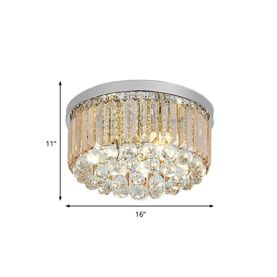 Contemporary Chrome Flush Mount Ceiling Light With Rectangular-Cut Design Available In 2/4/6 Lights
