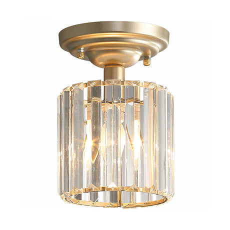 Stylish Gold Crystal Block Ceiling Light With Semi Flush Mount - Simple & Elegant Design
