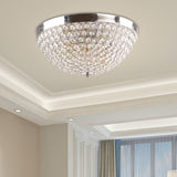 Contemporary Crystal Ball Dome Ceiling Light Fixture - 2 Lights Chrome Flush Mount