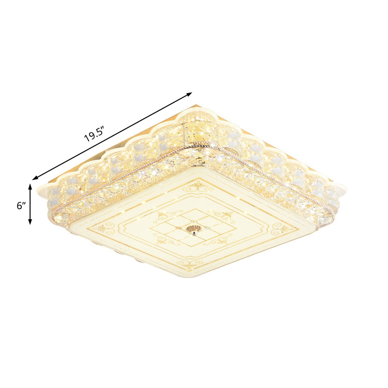 Crystal Shade Led Ceiling Light With Contemporary Gold Finish