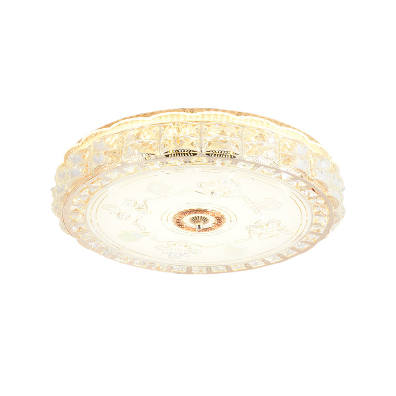 Crystal Shade Led Ceiling Light With Contemporary Gold Finish
